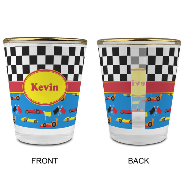 Racing Car Glass Shot Glass - with gold rim - APPROVAL