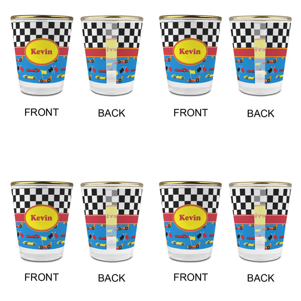 Racing Car Glass Shot Glass - with gold rim - Set of 4 - APPROVAL