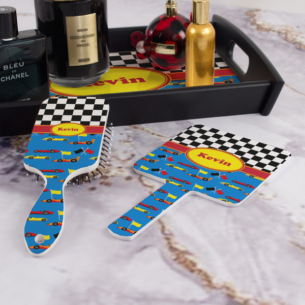 Racing Car Hair Brush and Hand Mirror - Bathroom Scene