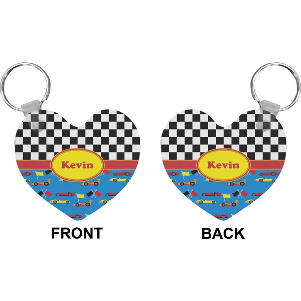 Racing Car Heart Keychain (Front + Back)