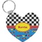 Racing Car Heart Plastic Keychain w/ Name or Text