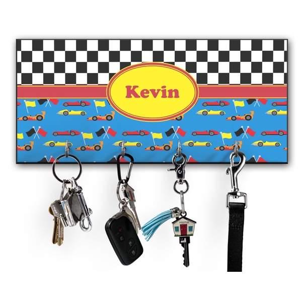 Custom Racing Car Key Hanger w/ 4 Hooks w/ Name or Text