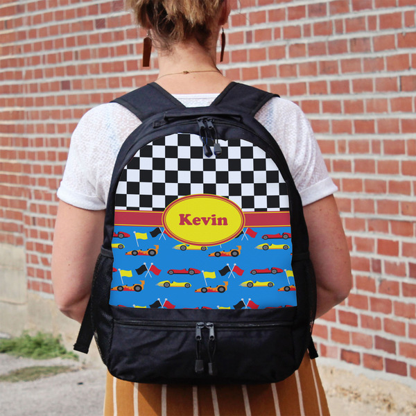 Racing Car Large Backpack - Black - On Back