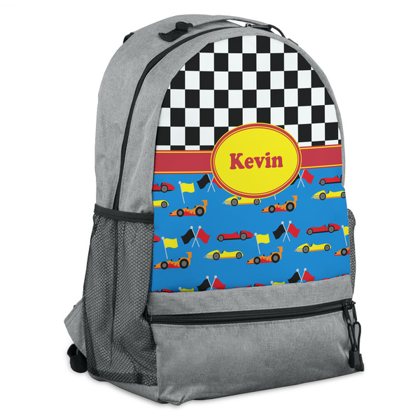 Custom Racing Car Backpack - Grey (Personalized)