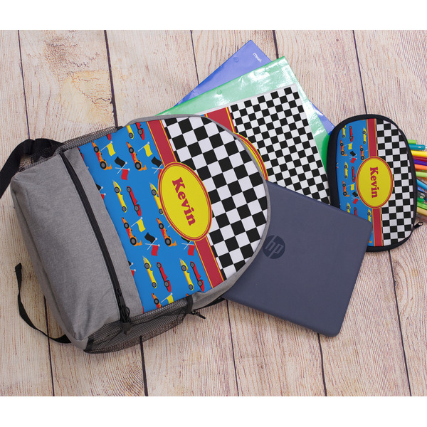 Racing Car Large Backpack - Gray - With Stuff