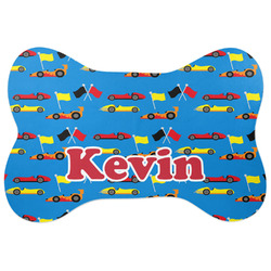 Racing Car Bone Shaped Dog Food Mat (Large) (Personalized)