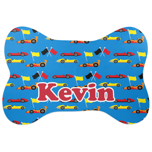 Custom Racing Car Bone Shaped Dog Food Mat (Personalized)