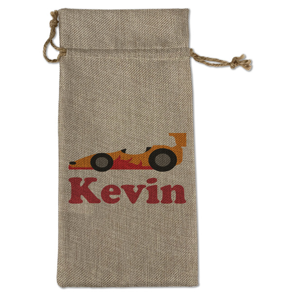 Racing Car Large Burlap Gift Bags - Front