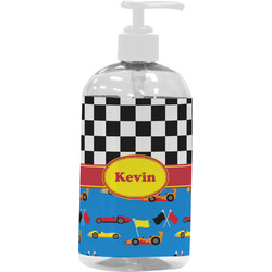 Racing Car Plastic Soap / Lotion Dispenser (16 oz - Large - White) (Personalized)