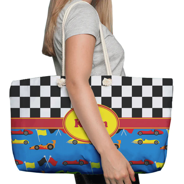 Racing Car Large Rope Tote Bag - In Context View