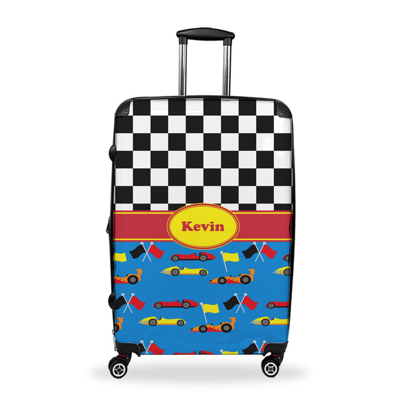 Custom Racing Car Suitcase - 28" Large - Checked w/ Name or Text
