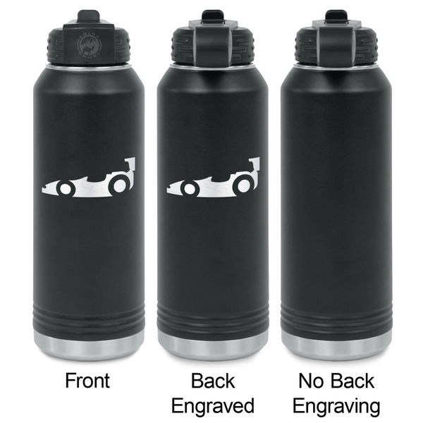 Racing Car Laser Engraved Water Bottles - 2 Styles - Front & Back View