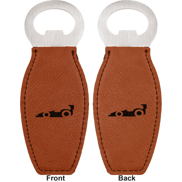 Racing Car Leather Bar Bottle Opener - Front and Back