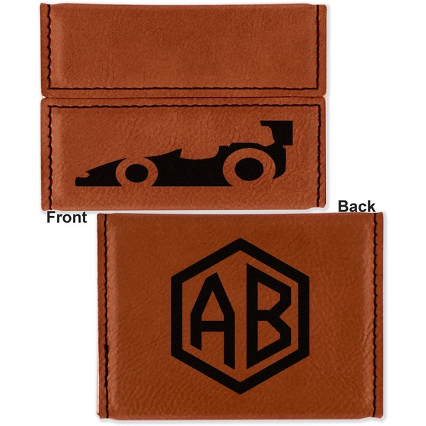 Racing Car Leather Business Card Holder - Front Back