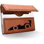 Racing Car Leatherette Business Card Holder - Double Sided (Personalized)