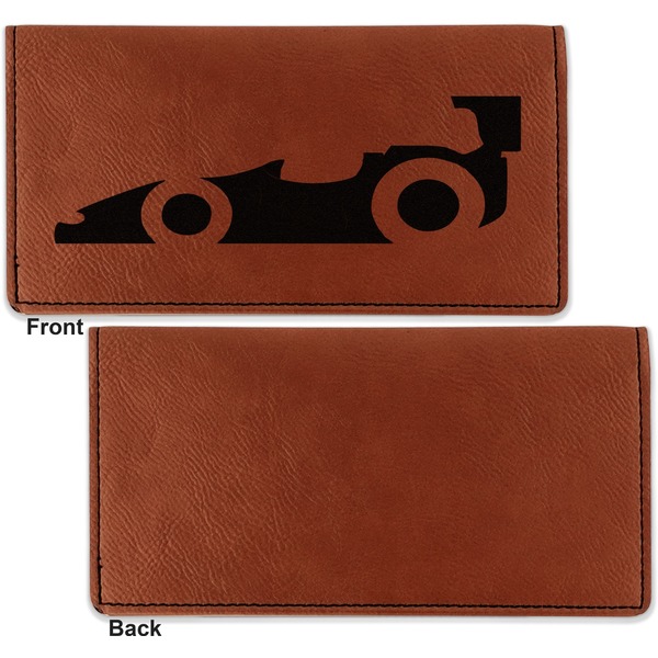 Racing Car Leather Checkbook Holder Front and Back Single Sided - Apvl