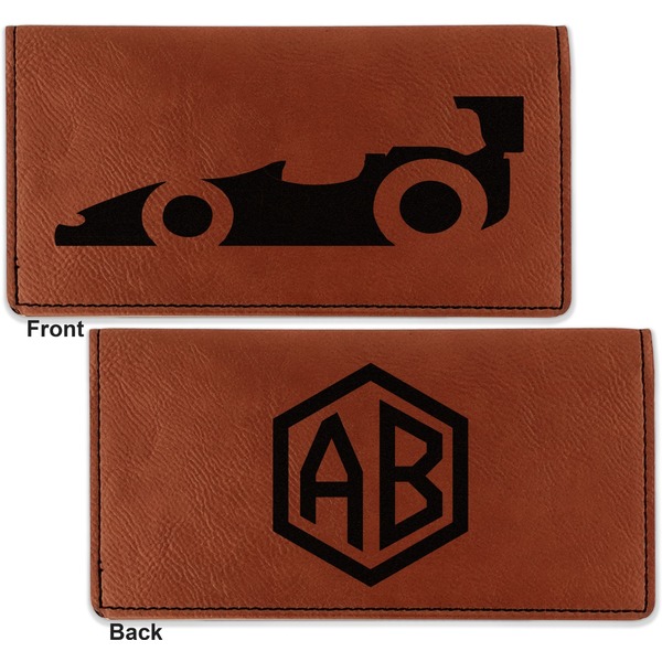 Racing Car Leather Checkbook Holder Front and Back