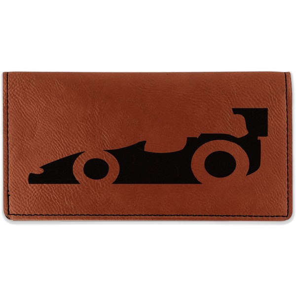 Custom Racing Car Leatherette Checkbook Holder - Double Sided (Personalized)
