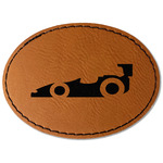 Racing Car Faux Leather Iron On Patch - Oval