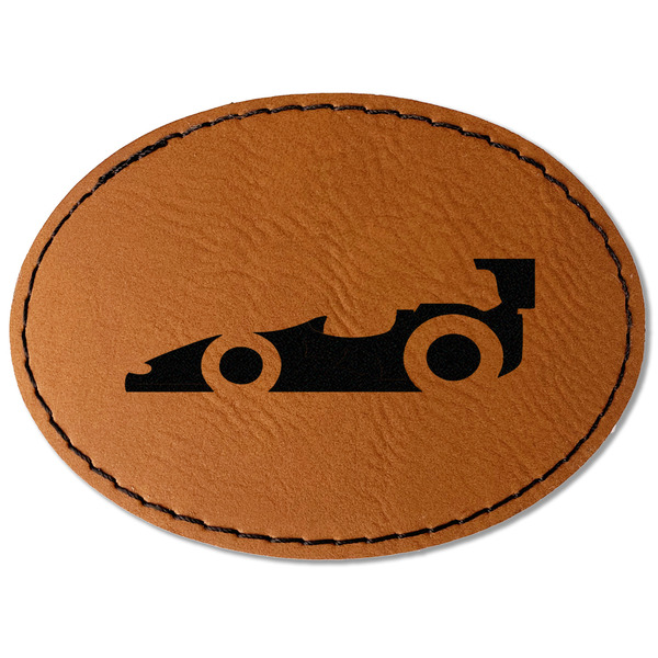 Custom Racing Car Faux Leather Iron On Patch - Oval