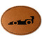 Racing Car Faux Leather Iron On Patch - Oval