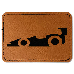 Racing Car Faux Leather Iron On Patch - Rectangle