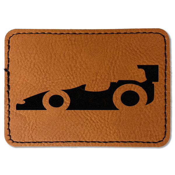 Custom Racing Car Faux Leather Iron On Patch - Rectangle