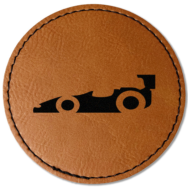 Custom Racing Car Faux Leather Iron On Patch - Round