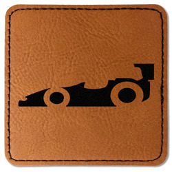 Racing Car Faux Leather Iron On Patch - Square