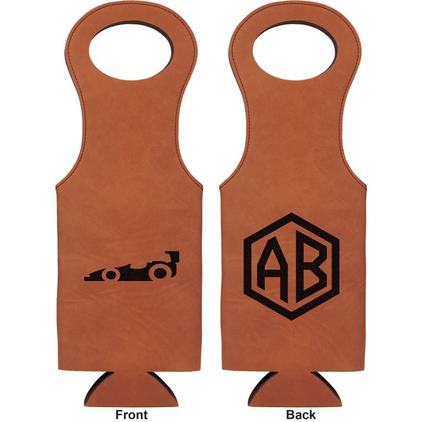 Racing Car Leatherette Wine Tote Double Sided - Front and Back