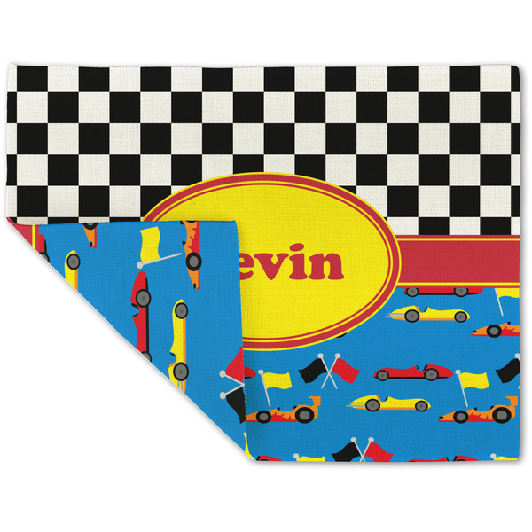 Custom Racing Car Double-Sided Linen Placemat - Single w/ Name or Text