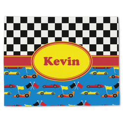Racing Car Single-Sided Linen Placemat - Single w/ Name or Text
