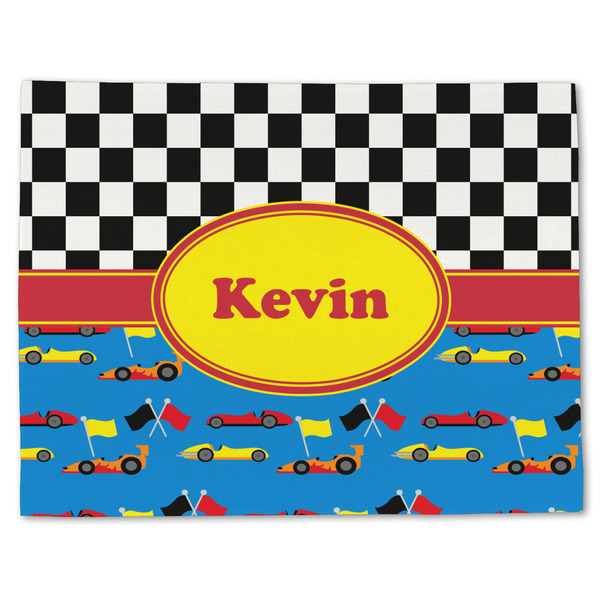 Custom Racing Car Single-Sided Linen Placemat - Single w/ Name or Text