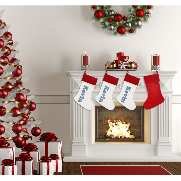 Racing Car Linen Stocking w/Red Cuff - Fireplace (LIFESTYLE)