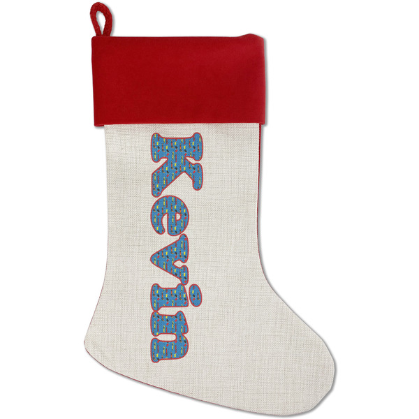 Custom Racing Car Red Linen Stocking (Personalized)