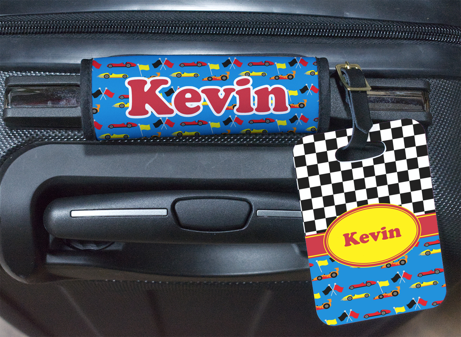 Racing Car Plastic Luggage Tag Round (Personalized) YouCustomizeIt