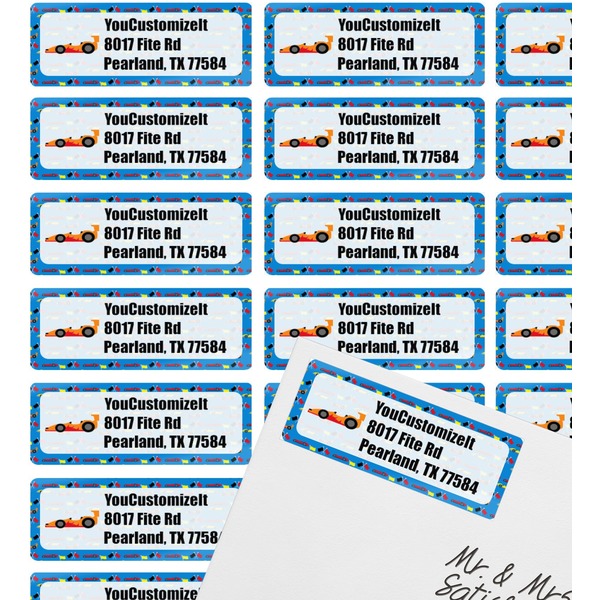 Racing Car Mailing Label on Envelope - Multiple Labels
