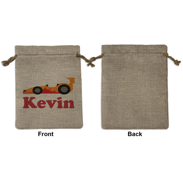 Racing Car Medium Burlap Gift Bag - Front Approval