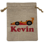 Racing Car Medium Burlap Gift Bag - Front