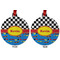 Racing Car Metal Ball Ornament - Front and Back