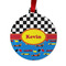 Racing Car Metal Ball Ornament - Double Sided w/ Name or Text