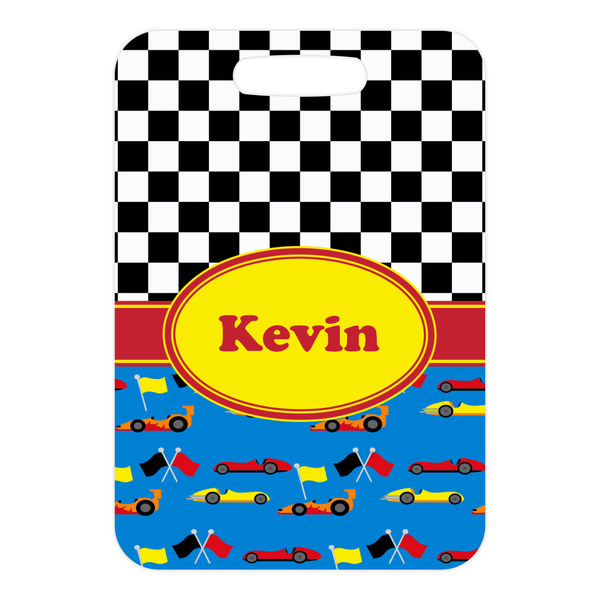 Racing Car Metal Luggage Tag - Front Without Strap