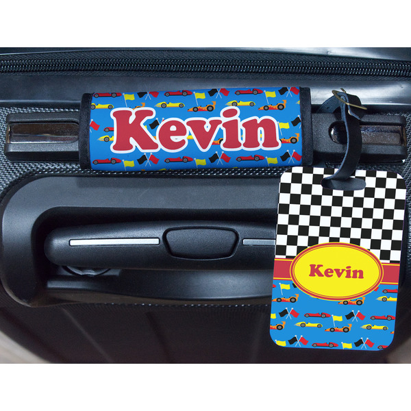 Racing Car Metal Luggage Tag & Handle Wrap - In Context