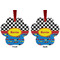 Racing Car Metal Paw Ornament - Front and Back
