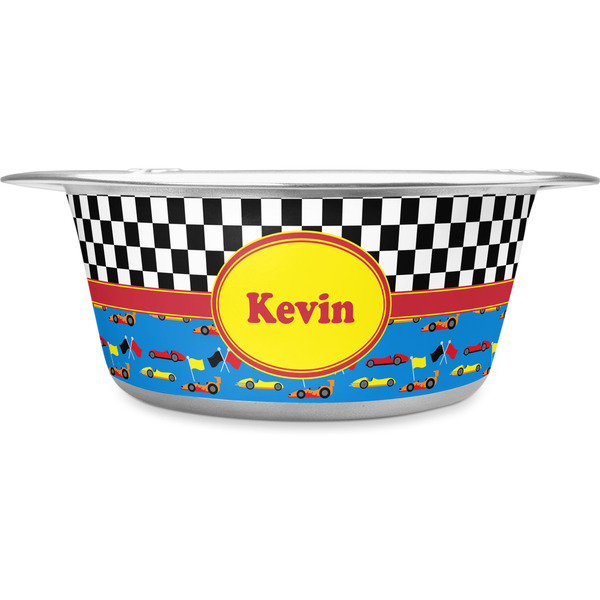 Custom Racing Car Stainless Steel Dog Bowl - Large (Personalized)