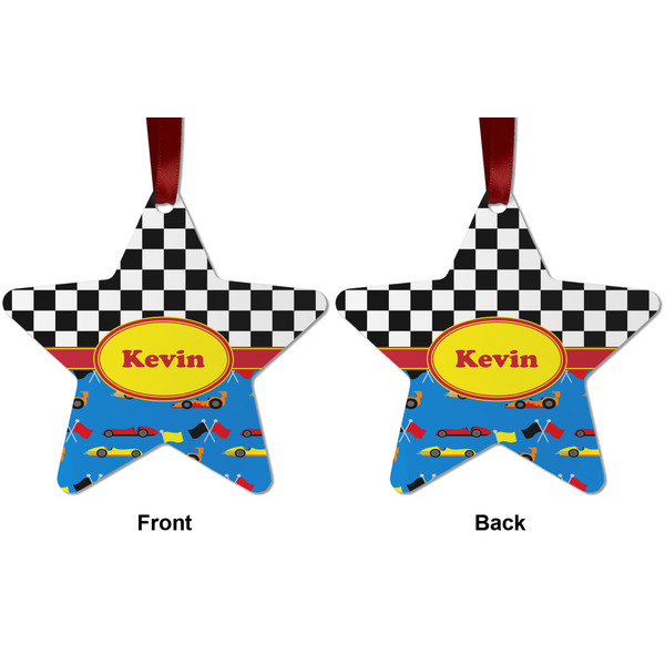 Racing Car Metal Star Ornament - Front and Back