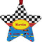 Racing Car Metal Star Ornament - Double Sided w/ Name or Text