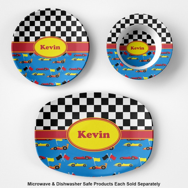 Racing Car Microwave & Dishwasher Safe CP Plastic Dishware - Group