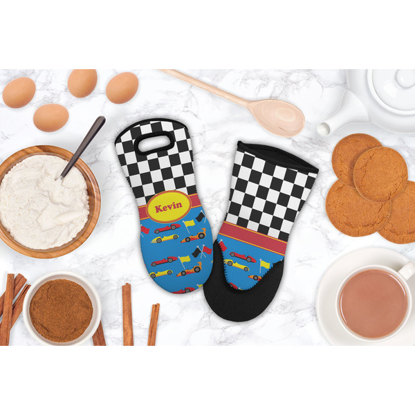 Racing Car Neoprene Oven Mitt - Lifestyle Image