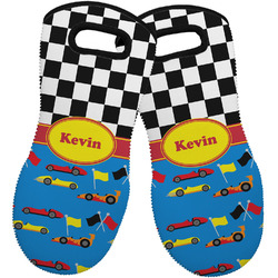 Racing Car Neoprene Oven Mitts - Set of 2 w/ Name or Text